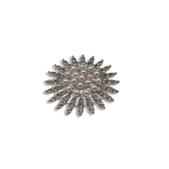 Crystal pearl brooch